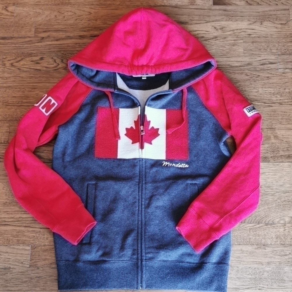 MONDETTA Canadian Flag Lined Hood Red Grey XS